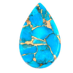 17.15cts copper turquoise blue cabochon 31x18 mm pear loose gemstone s26026