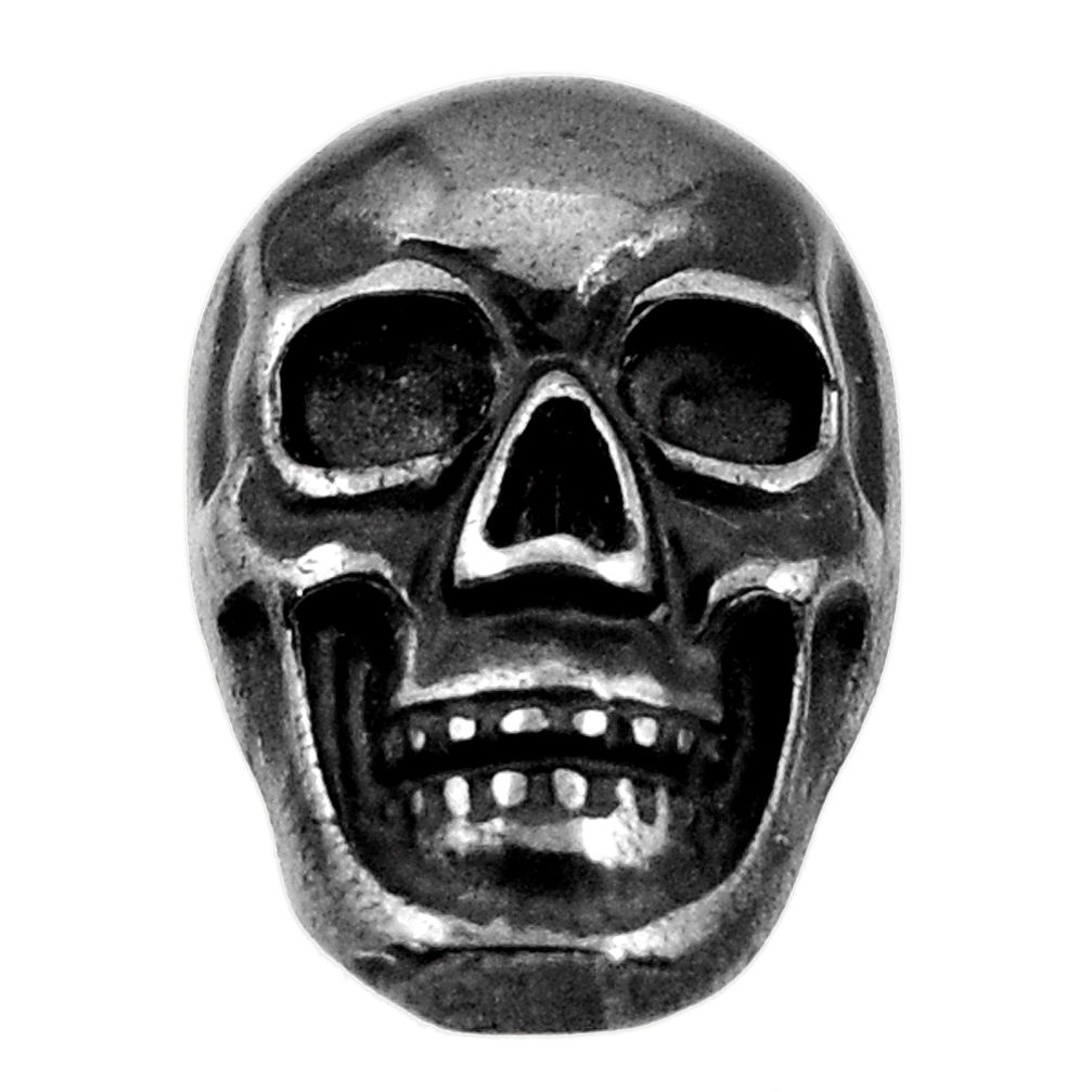 14.30cts gun metal metalic carving 17.5x12 mm fancy skull loose gemstone s18163