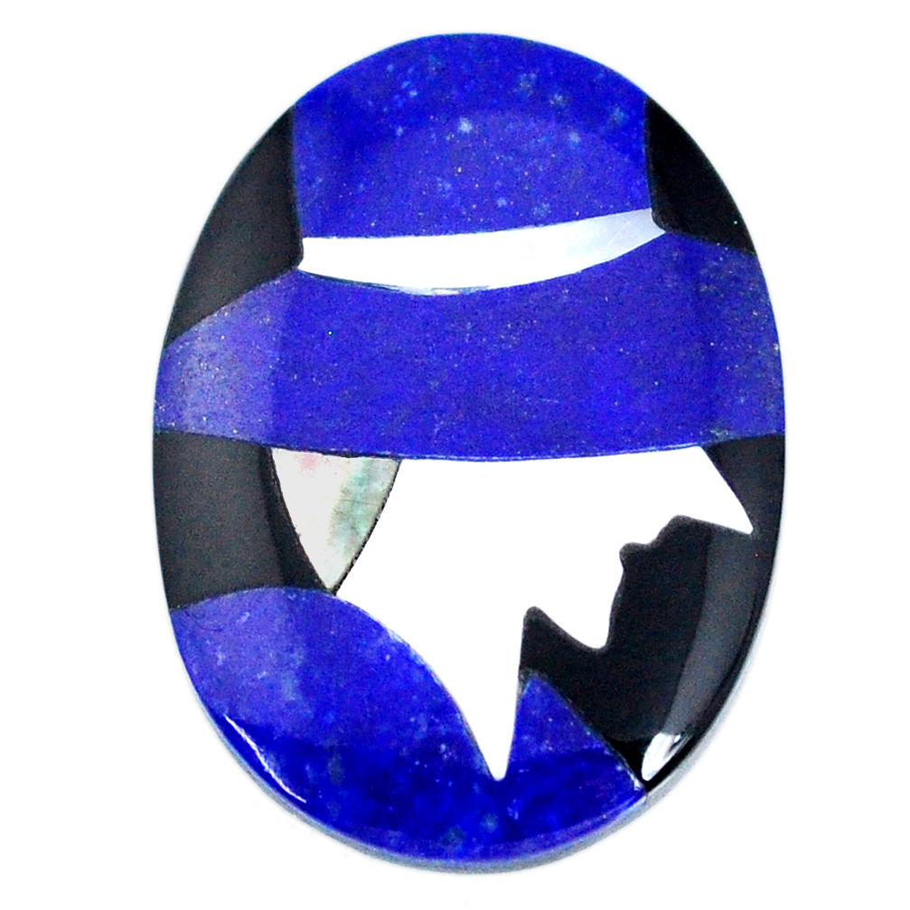 Inlay 13.35cts lapis lazuli blue cabochon 25x17.5mm oval loose gemstone s20503