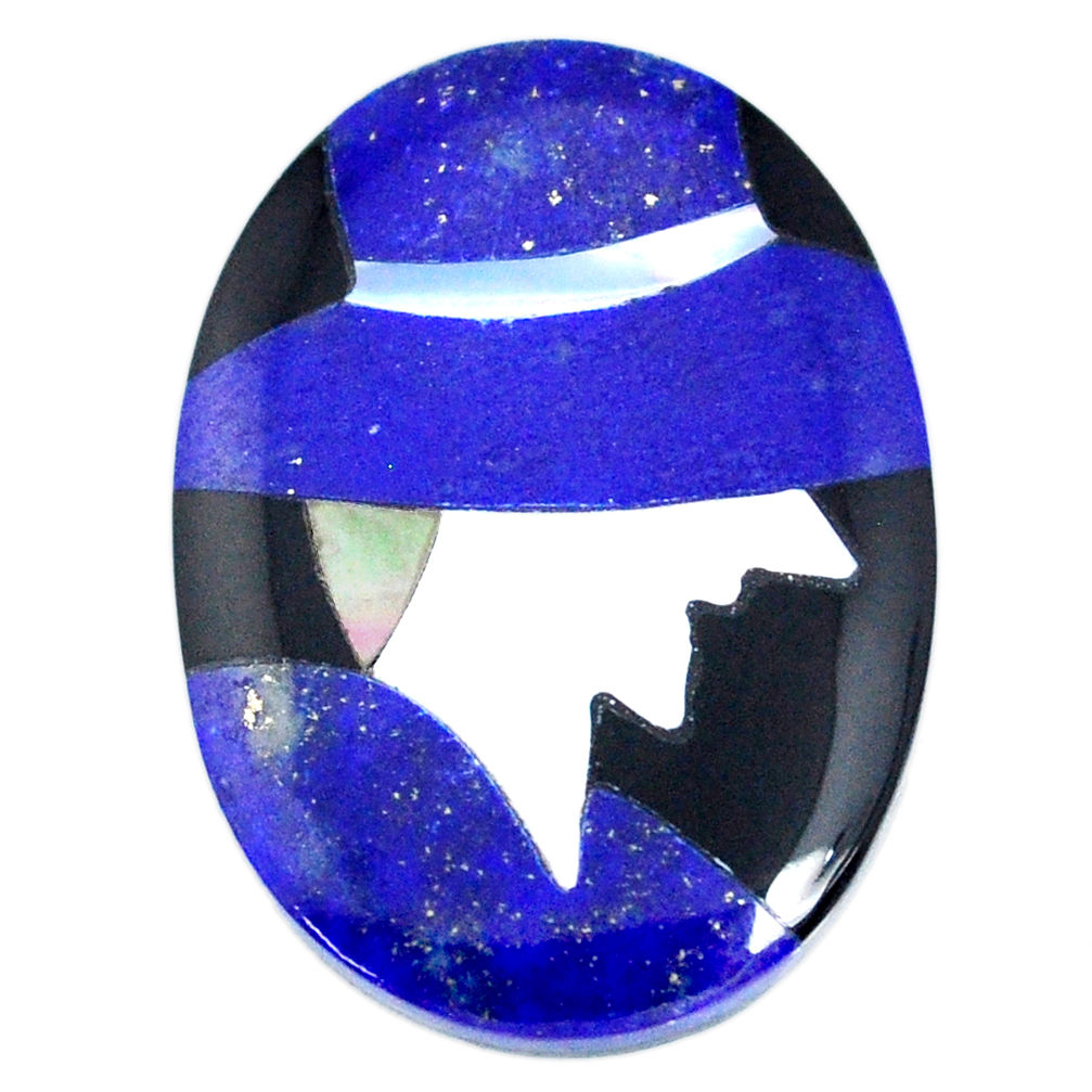 Inlay 14.30cts lapis lazuli blue cabochon 25x18 mm oval loose gemstone s20506