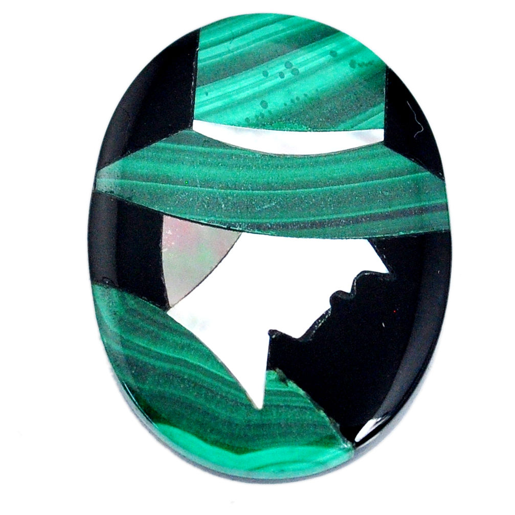 Inlay 21.20cts malachite (pilot's stone) green 27x20 mm loose gemstone s20512