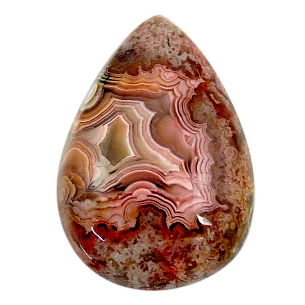 20.10cts mexican laguna lace agate cabochon 25x17 mm pear loose gemstone s18822