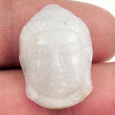 16.30cts milky quartz white 22.5x15mm shakyamuni buddha loose gemstone s18267