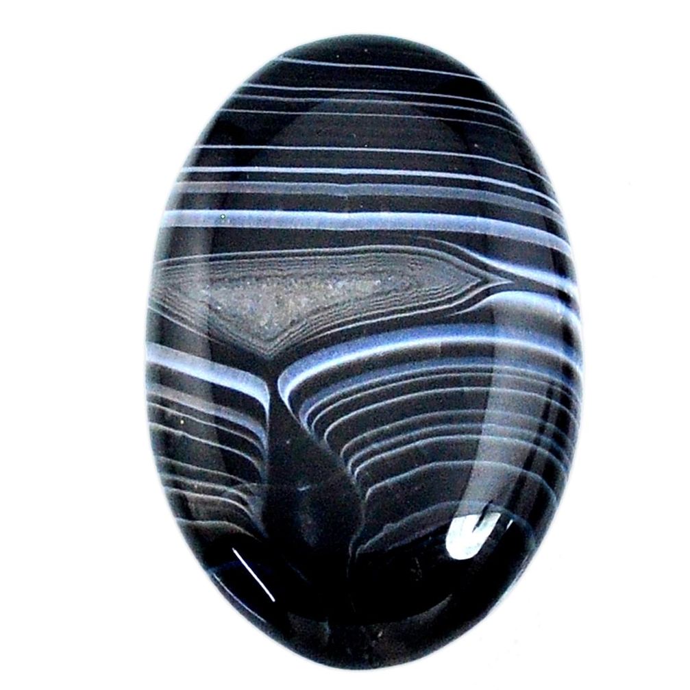 Natural 32.20ct botswana agate black cabochon 33x22mm oval loose gemstone s21100