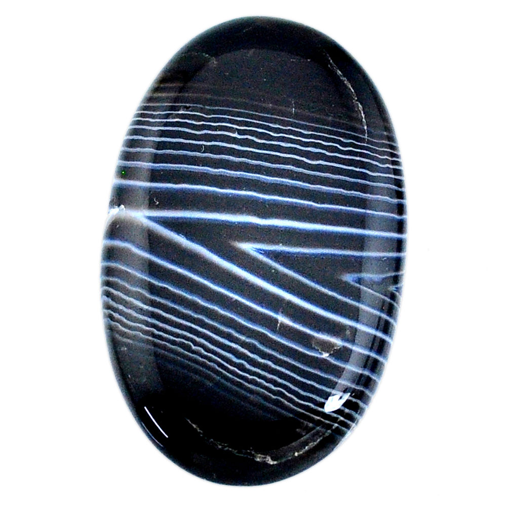 Natural 43.45ct botswana agate black cabochon 38x23mm oval loose gemstone s21091