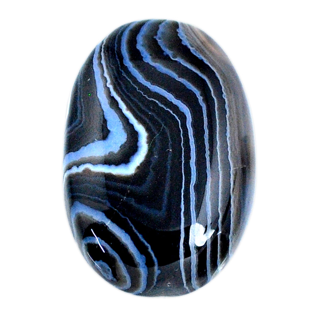 Natural 47.35ct botswana agate black cabochon 34x22mm oval loose gemstone s21090