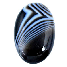 Natural 47.65ct botswana agate black cabochon 33x21mm oval loose gemstone s21099
