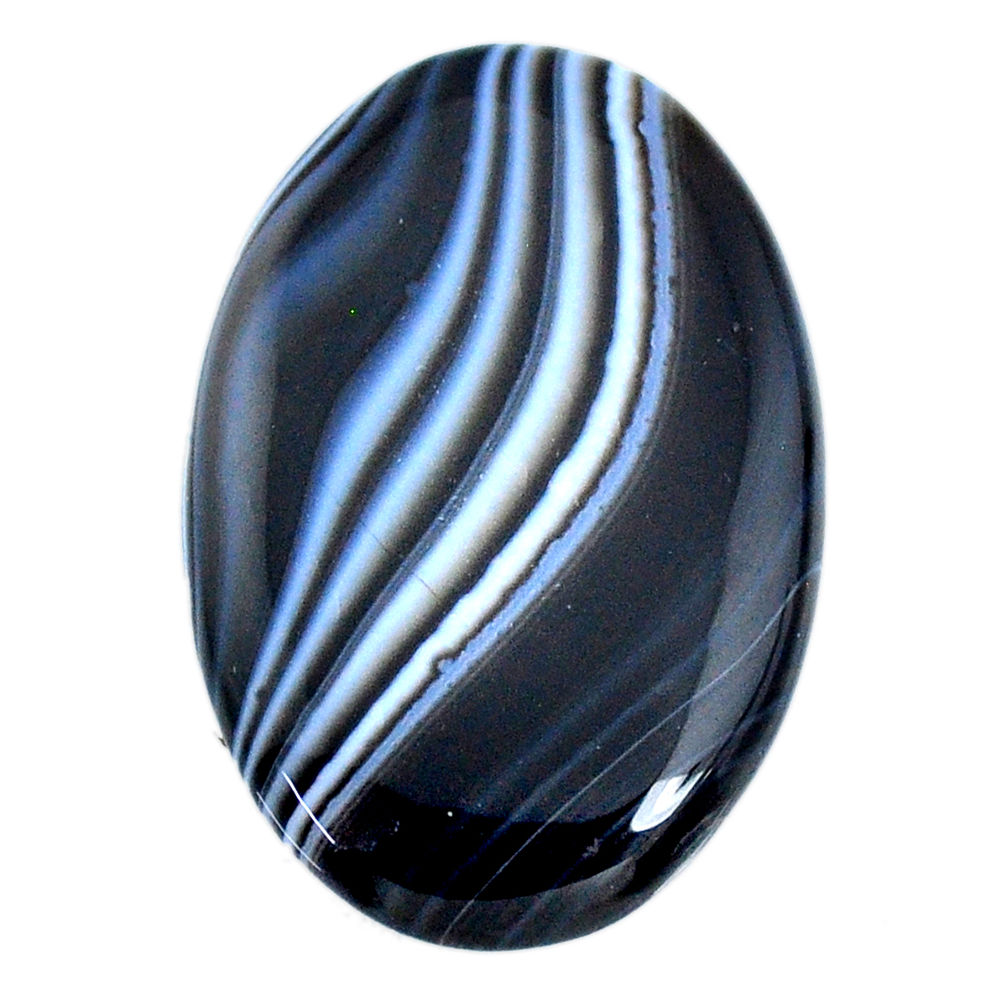 Natural 49.30ct botswana agate black cabochon 41x27mm oval loose gemstone s21097