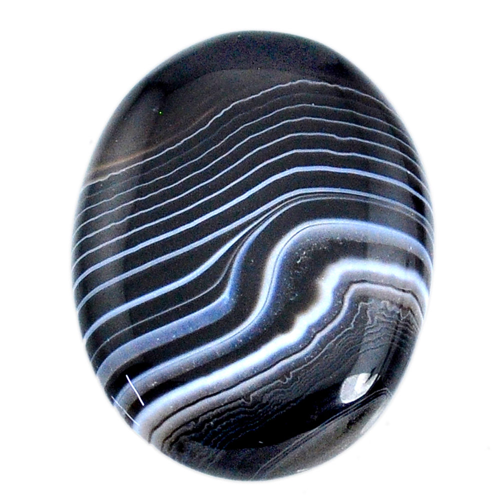 Natural 50.25ct botswana agate black cabochon 34x26mm oval loose gemstone s21086