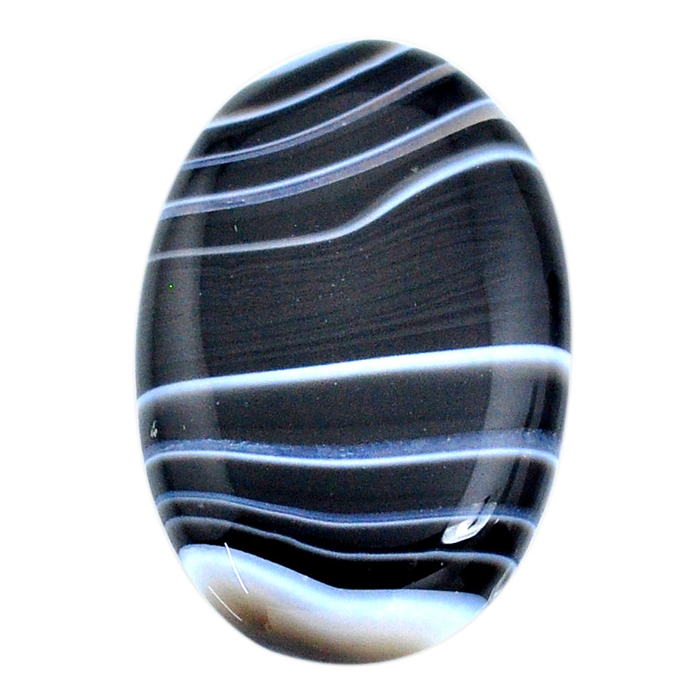 Natural 57.40ct botswana agate black cabochon 38x25mm oval loose gemstone s21098