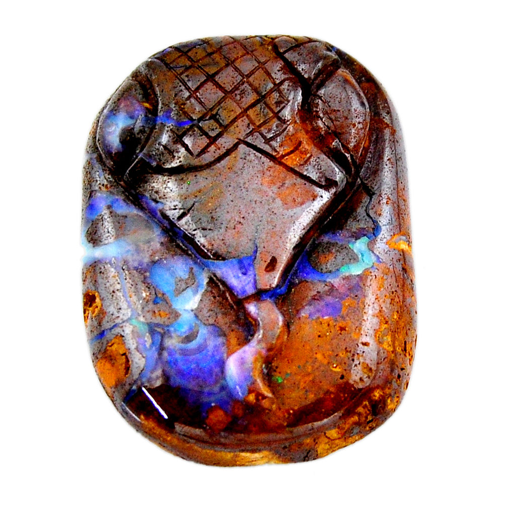 Natural 57.40ct boulder opal carving brown carving 32x24mm loose gemstone s19217