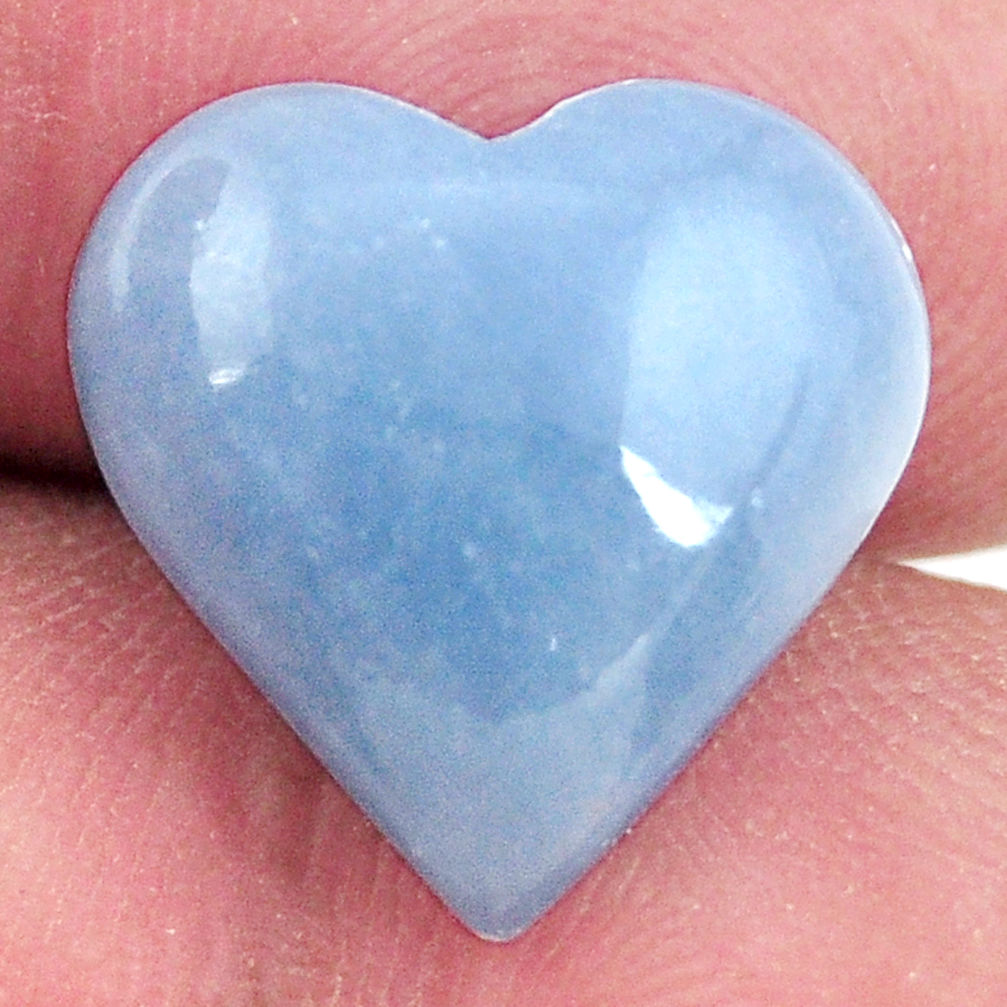 Natural 7.40cts angelite blue cabochon 14x14 mm heart loose gemstone s17282