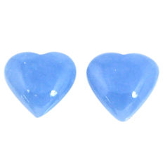 Natural 13.70cts angelite blue cabochon 14x14 mm heart loose gemstone s19782