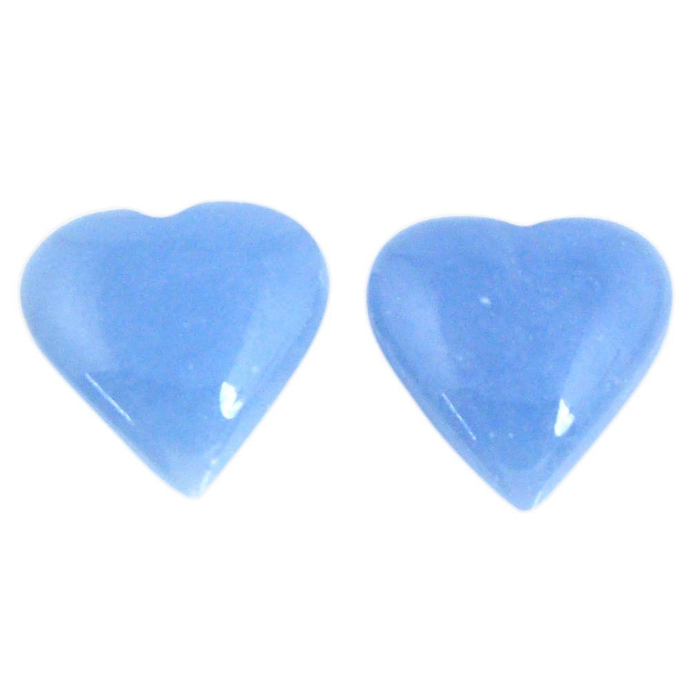 Natural 12.65cts angelite blue cabochon 14x14 mm heart loose gemstone s19795