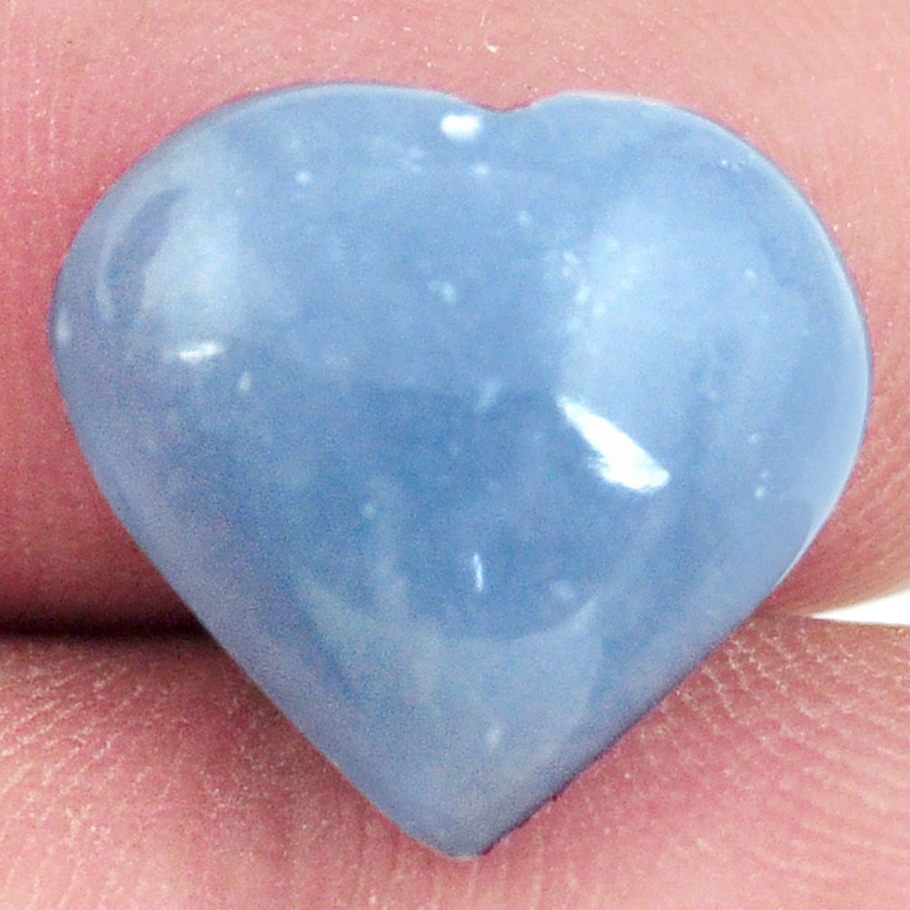 Natural 7.40cts angelite blue cabochon 15x14 mm heart loose gemstone s17300