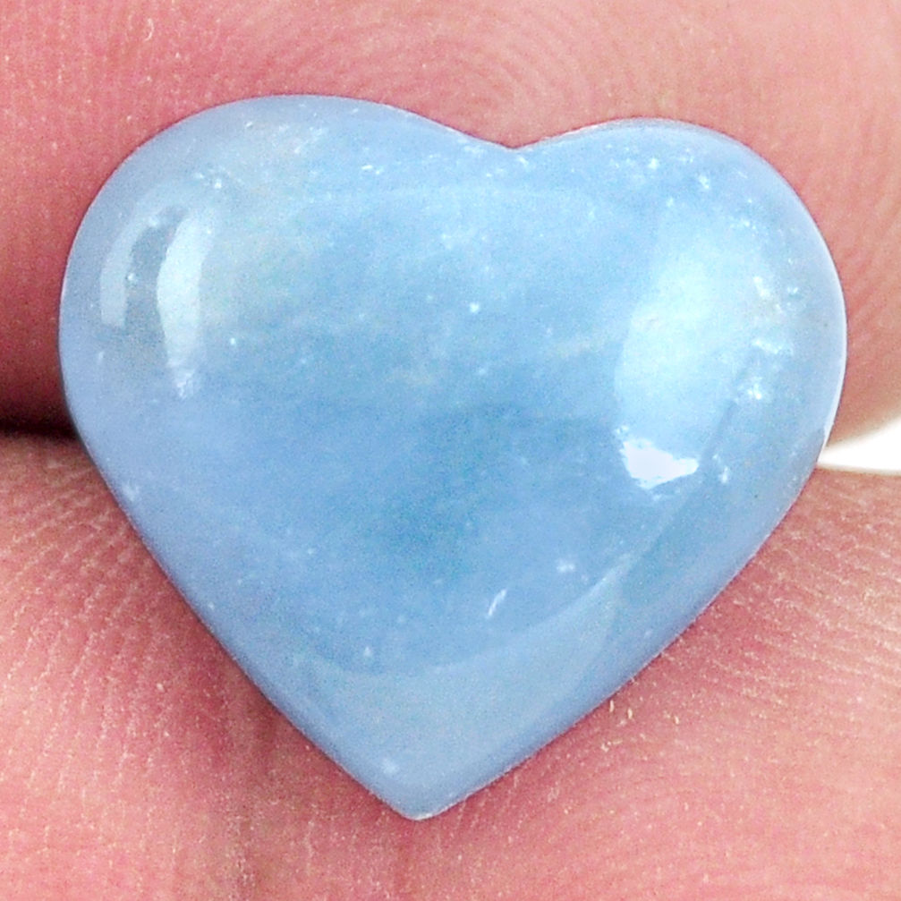 Natural 7.35cts angelite blue cabochon 15x14 mm heart loose gemstone s17305