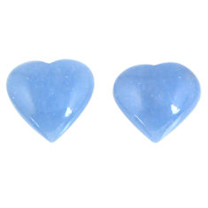 Natural 12.70cts angelite blue cabochon 15x14 mm heart loose gemstone s19797