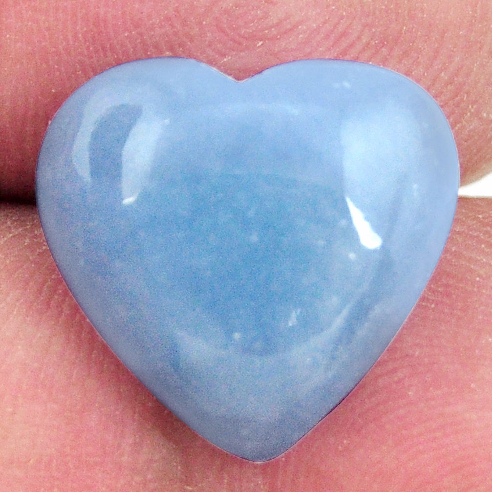 Natural 8.40cts angelite blue cabochon 15x15 mm heart loose gemstone s17289