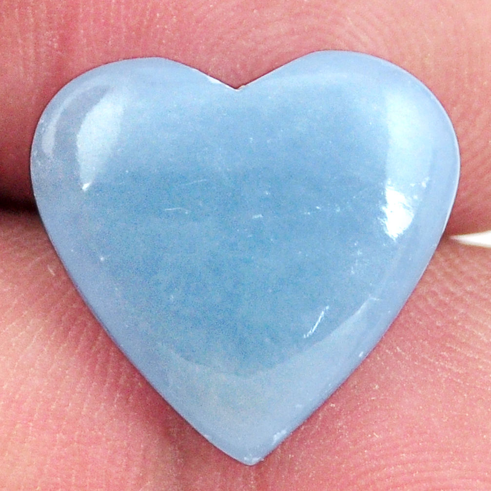 Natural 7.35cts angelite blue cabochon 15x15 mm heart loose gemstone s17303