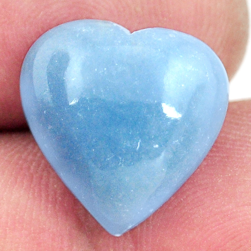 Natural 8.10cts angelite blue cabochon 15x15 mm heart loose gemstone s17306