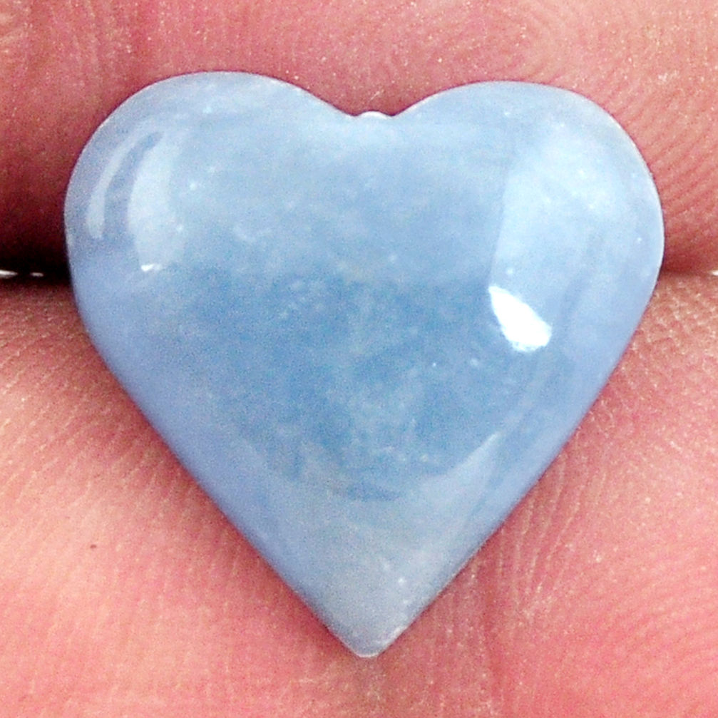 Natural 8.10cts angelite blue cabochon 15x15 mm heart loose gemstone s17308