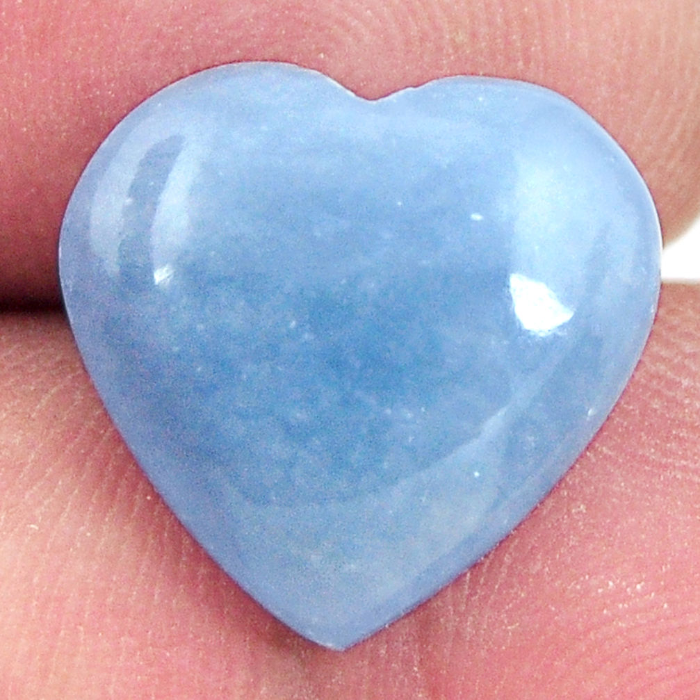 Natural 8.10cts angelite blue cabochon 15x15 mm heart loose gemstone s17317