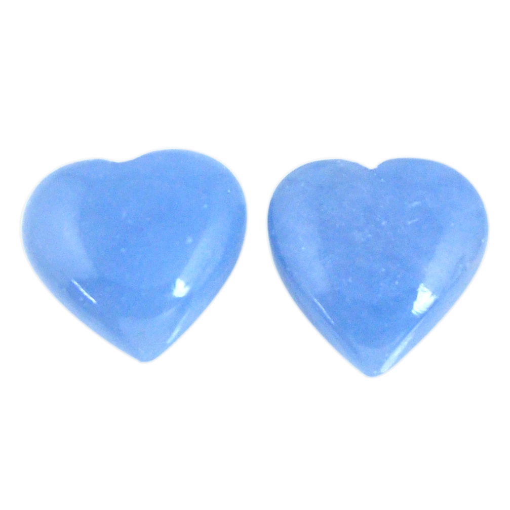 Natural 17.90cts angelite blue cabochon 15x15 mm heart loose gemstone s19786