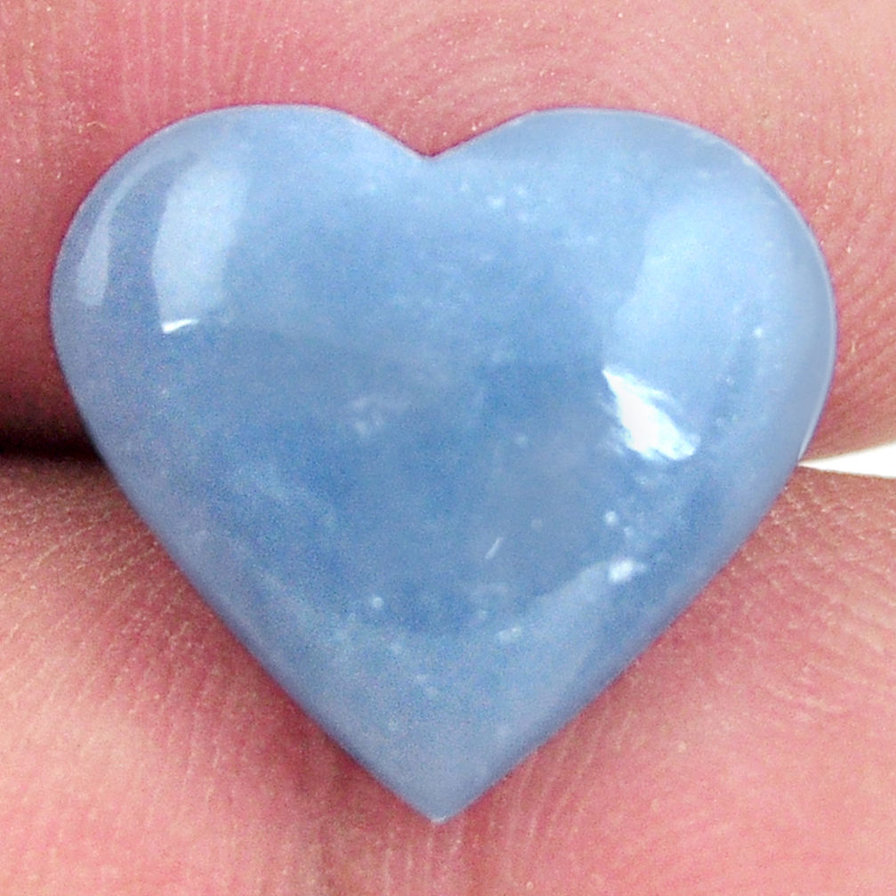 Natural 7.40cts angelite blue cabochon 16x14 mm heart loose gemstone s17294