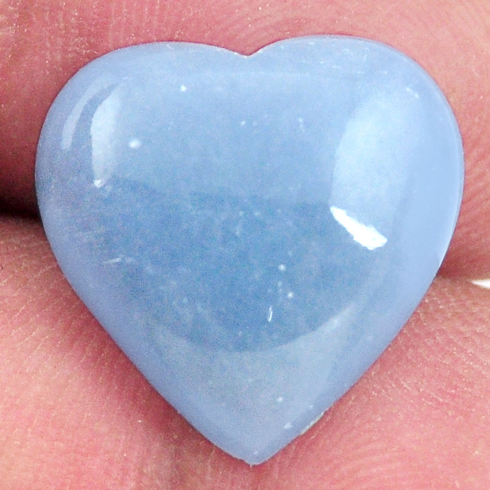 Natural 8.40cts angelite blue cabochon 16x15 mm heart loose gemstone s17283