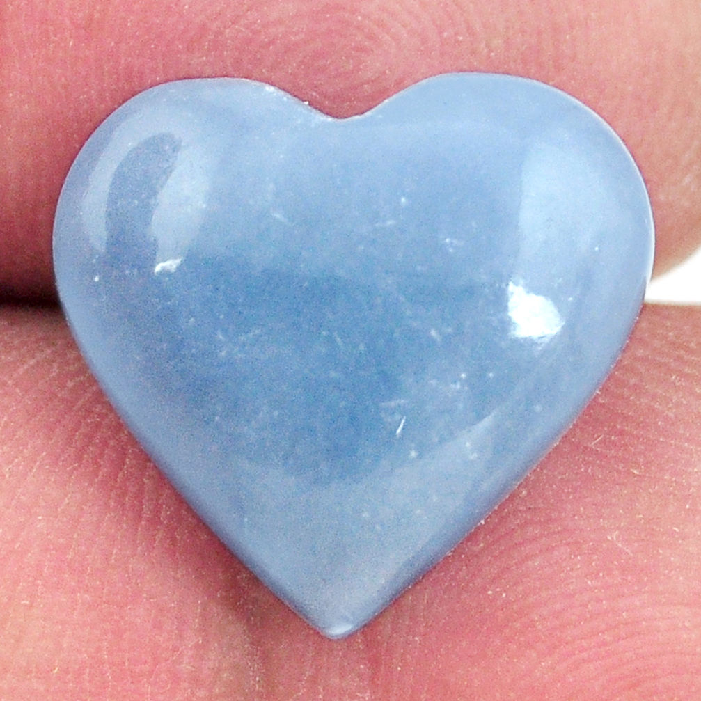 Natural 9.45cts angelite blue cabochon 16x15 mm heart loose gemstone s17291