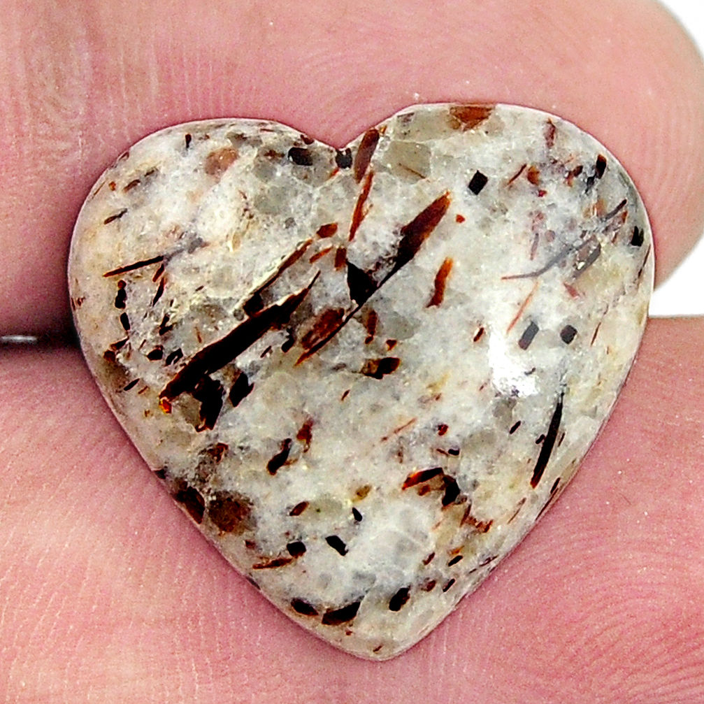 Natural 17.30cts astrophyllite (star leaf) 21.5x20mm heart loose gemstone s17087
