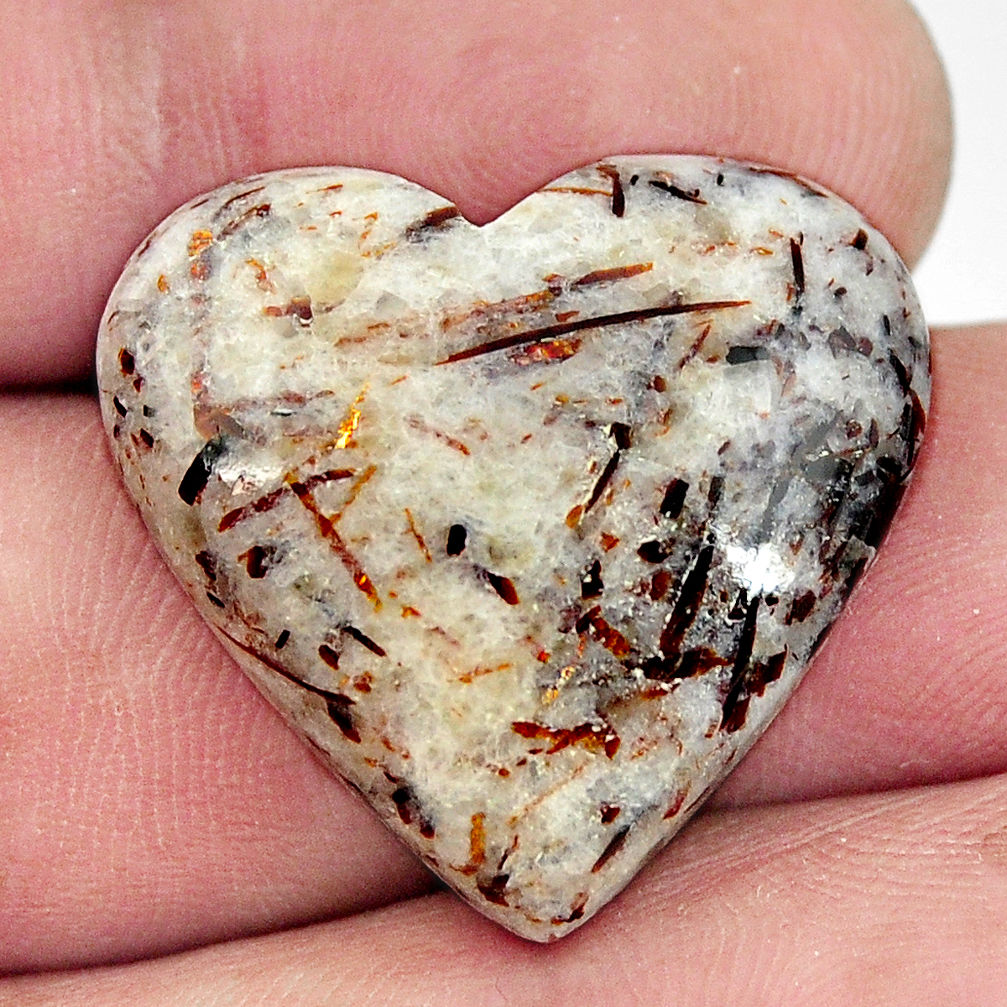 Natural 26.30cts astrophyllite (star leaf) 25x24 mm heart loose gemstone s17101