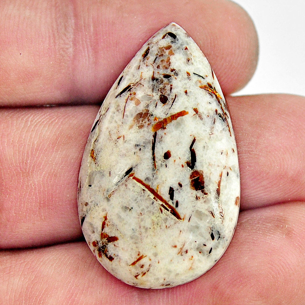 Natural 31.30cts astrophyllite (star leaf) 33.5x20 mm pear loose gemstone s17117