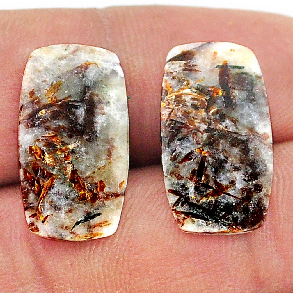 Natural 11.20cts astrophyllite bronze 19x11mm octagan pair loose gemstone s25151