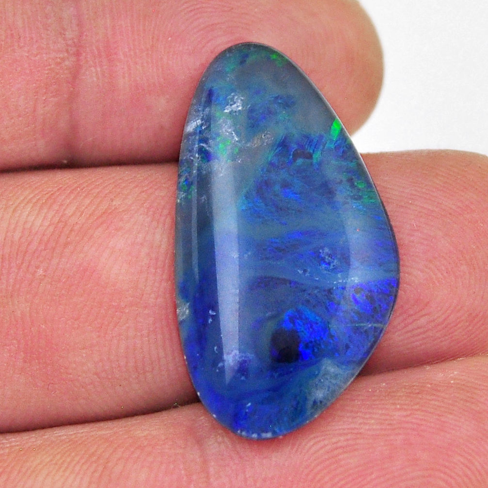 Natural 14.05cts australian opal triplet blue 29x16 mm loose gemstone s30096
