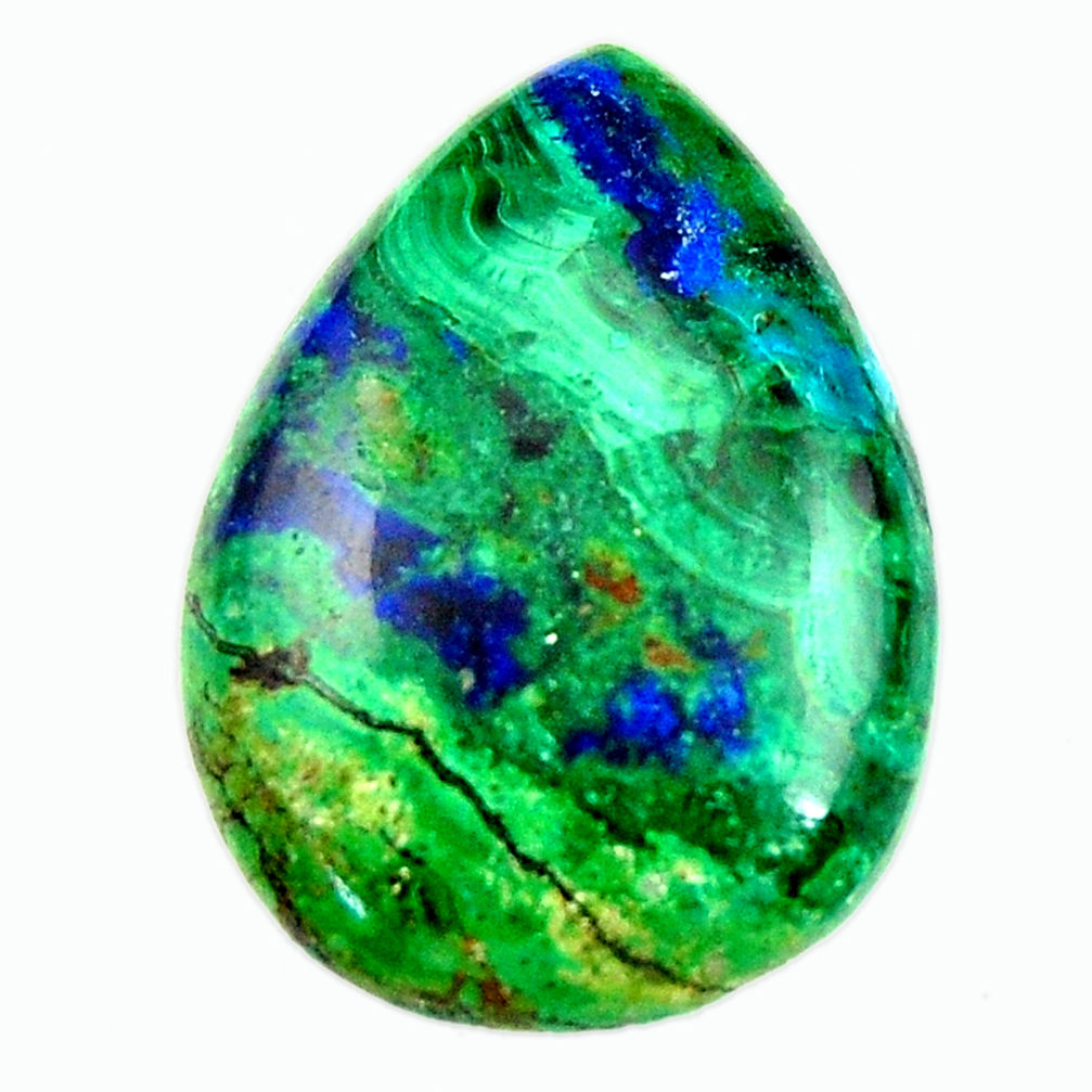 Natural 19.45cts azurite malachite green 24x17.5 mm pear loose gemstone s17373