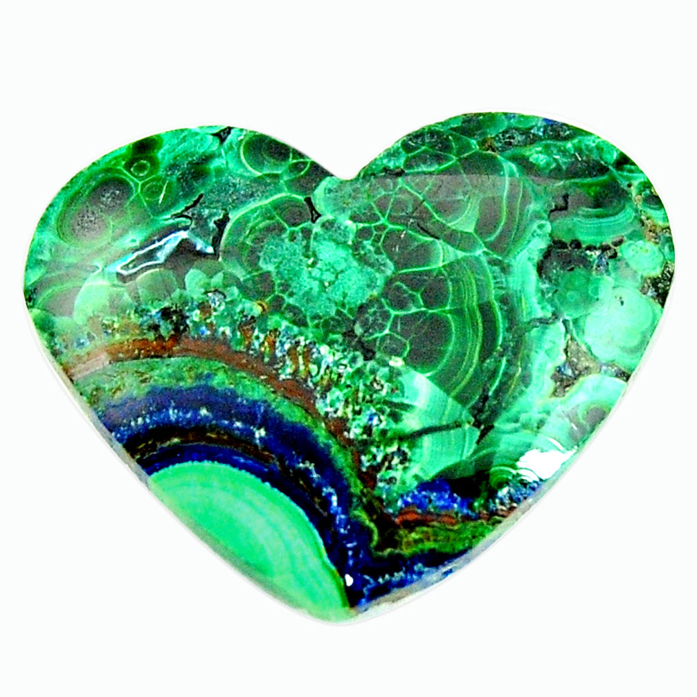 Natural 18.10cts azurite malachite green 26x21 mm heart loose gemstone s17369