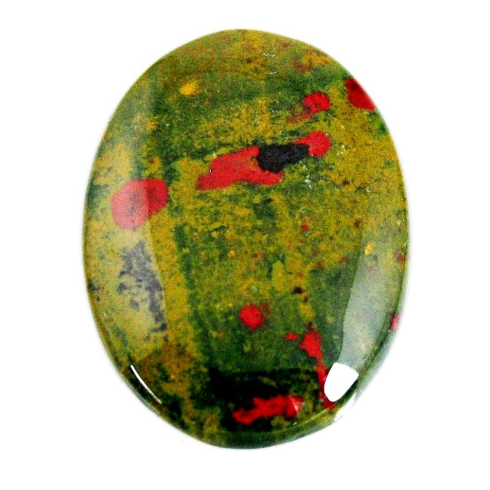 Natural 34.45cts bloodstone african green 31.5x23 mm oval loose gemstone s19414
