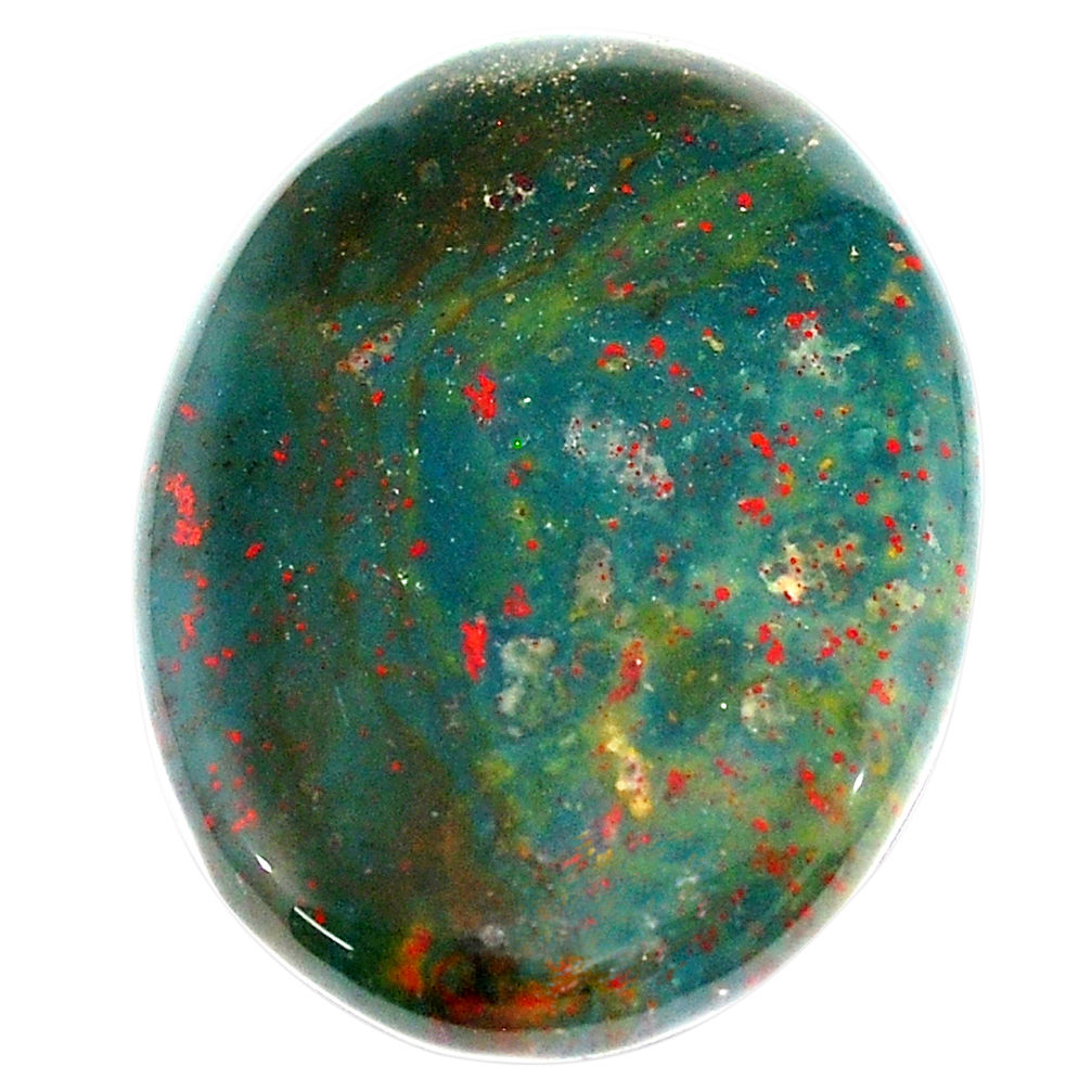 Natural 37.35cts bloodstone african green 32.5x25 mm oval loose gemstone s23029