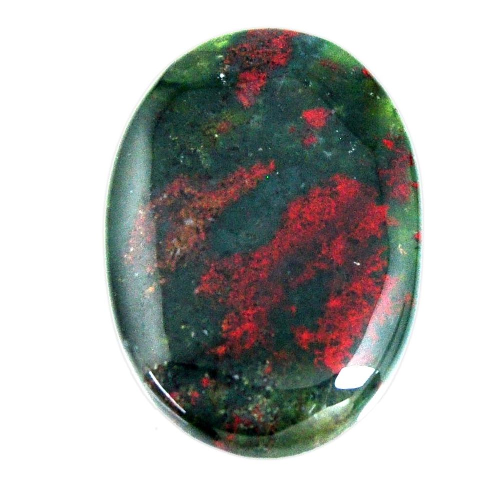 Natural 32.10cts bloodstone african green 32x22 mm oval loose gemstone s19411