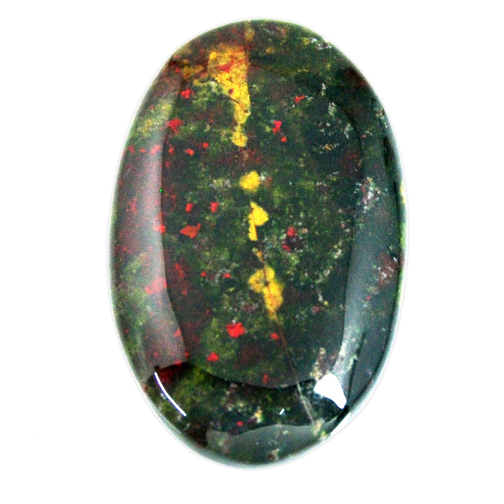 Natural 37.40cts bloodstone african green 34x21 mm oval loose gemstone s19412