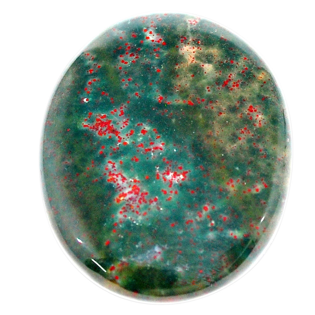 Natural 47.40cts bloodstone african green 34x27 mm oval loose gemstone s23031