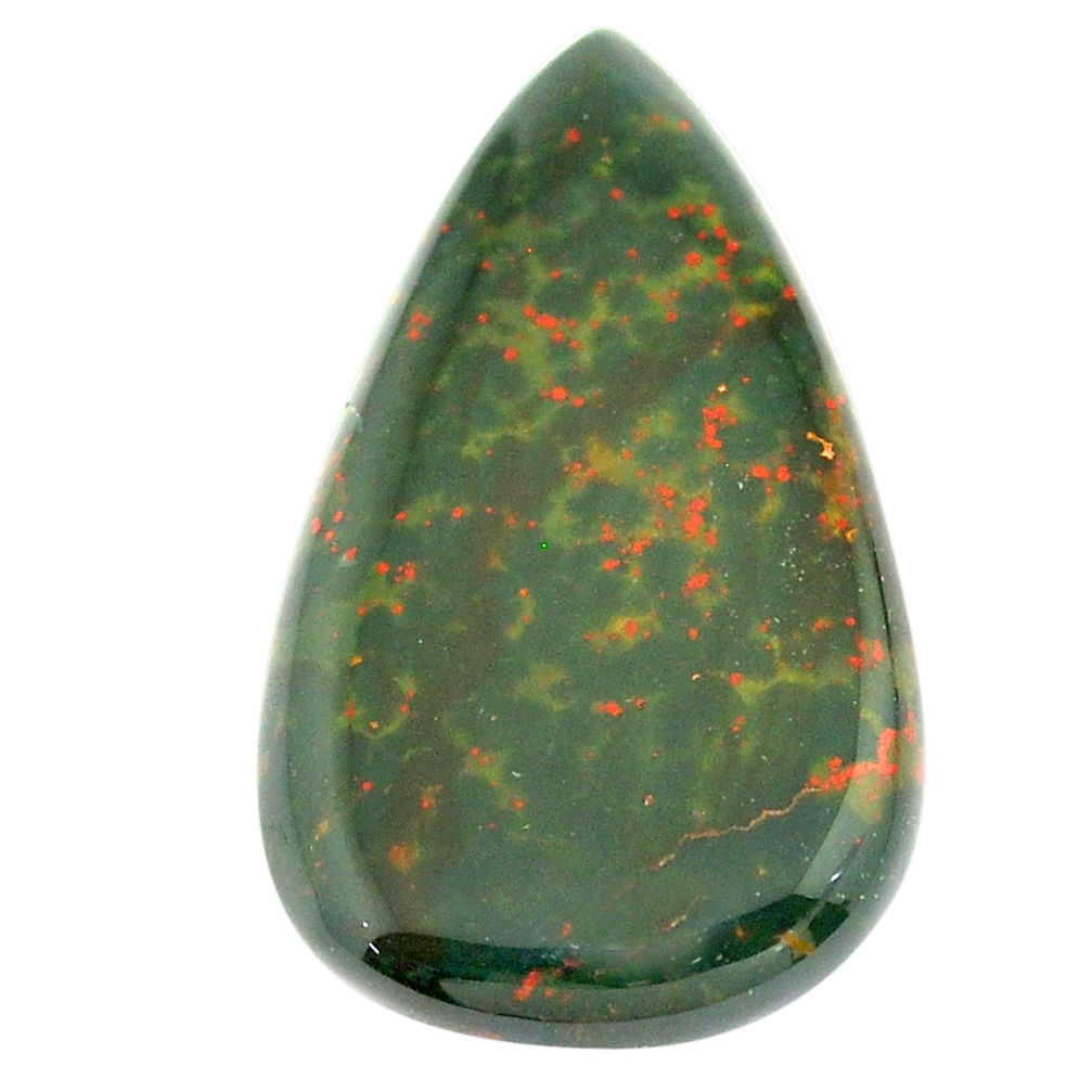 Natural 35.10cts bloodstone african green 36x21 mm pear loose gemstone s23022