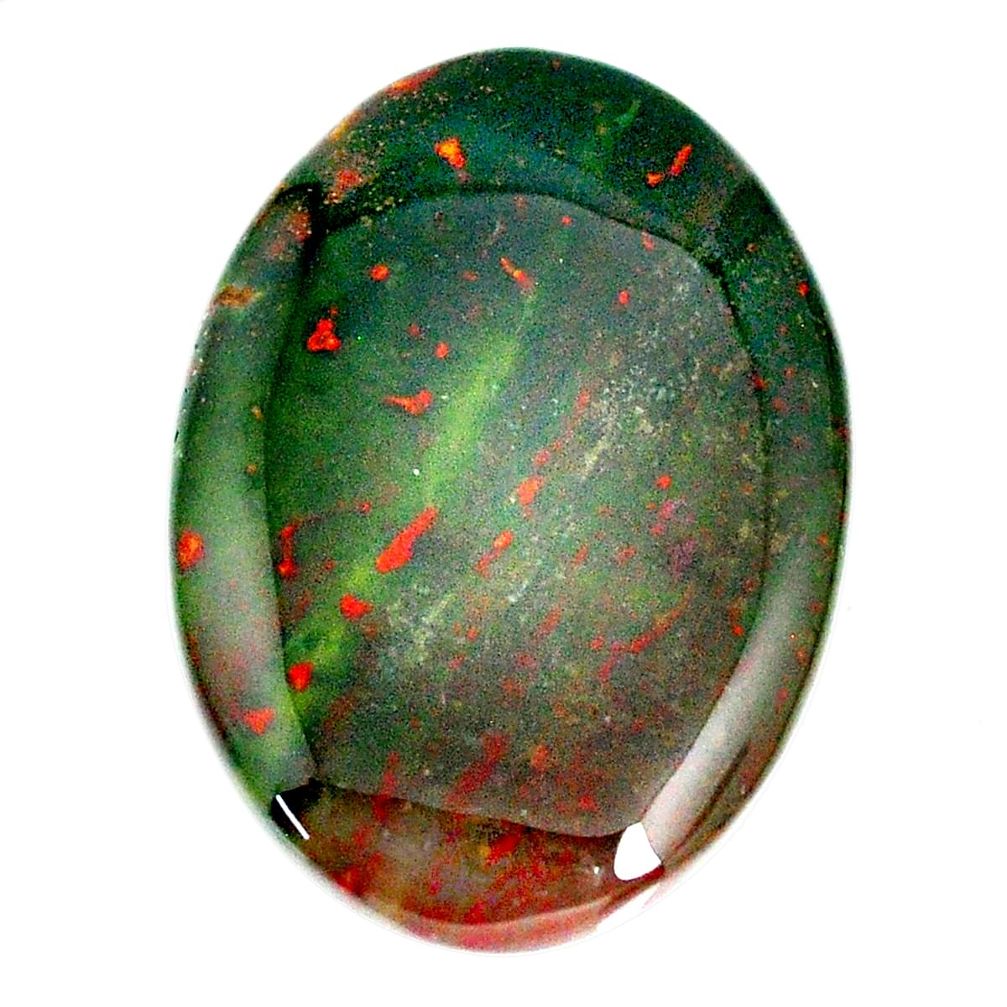 Natural 43.45cts bloodstone african green 36x25 mm oval loose gemstone s21852