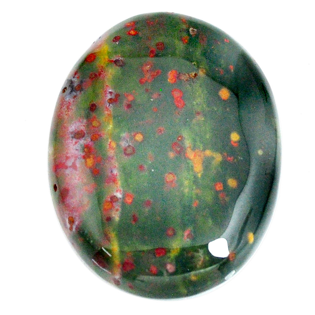 Natural 58.15cts bloodstone african green 36x27 mm oval loose gemstone s21851