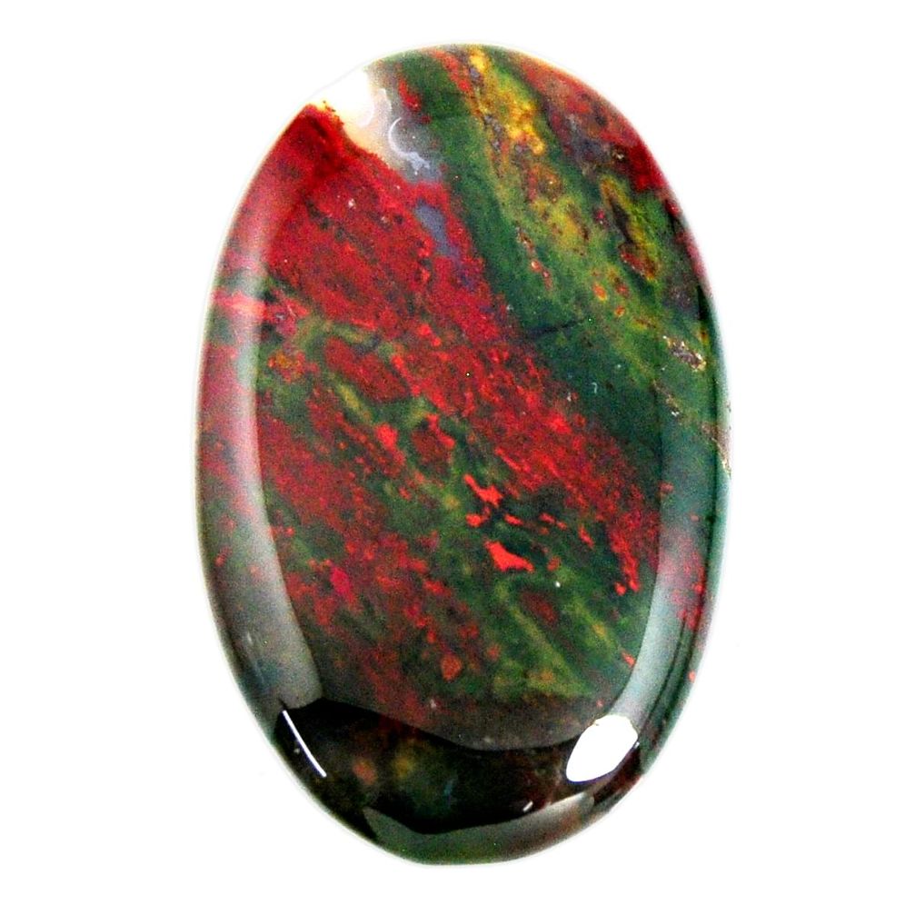Natural 40.10cts bloodstone african green 38x23.5 mm oval loose gemstone s19407