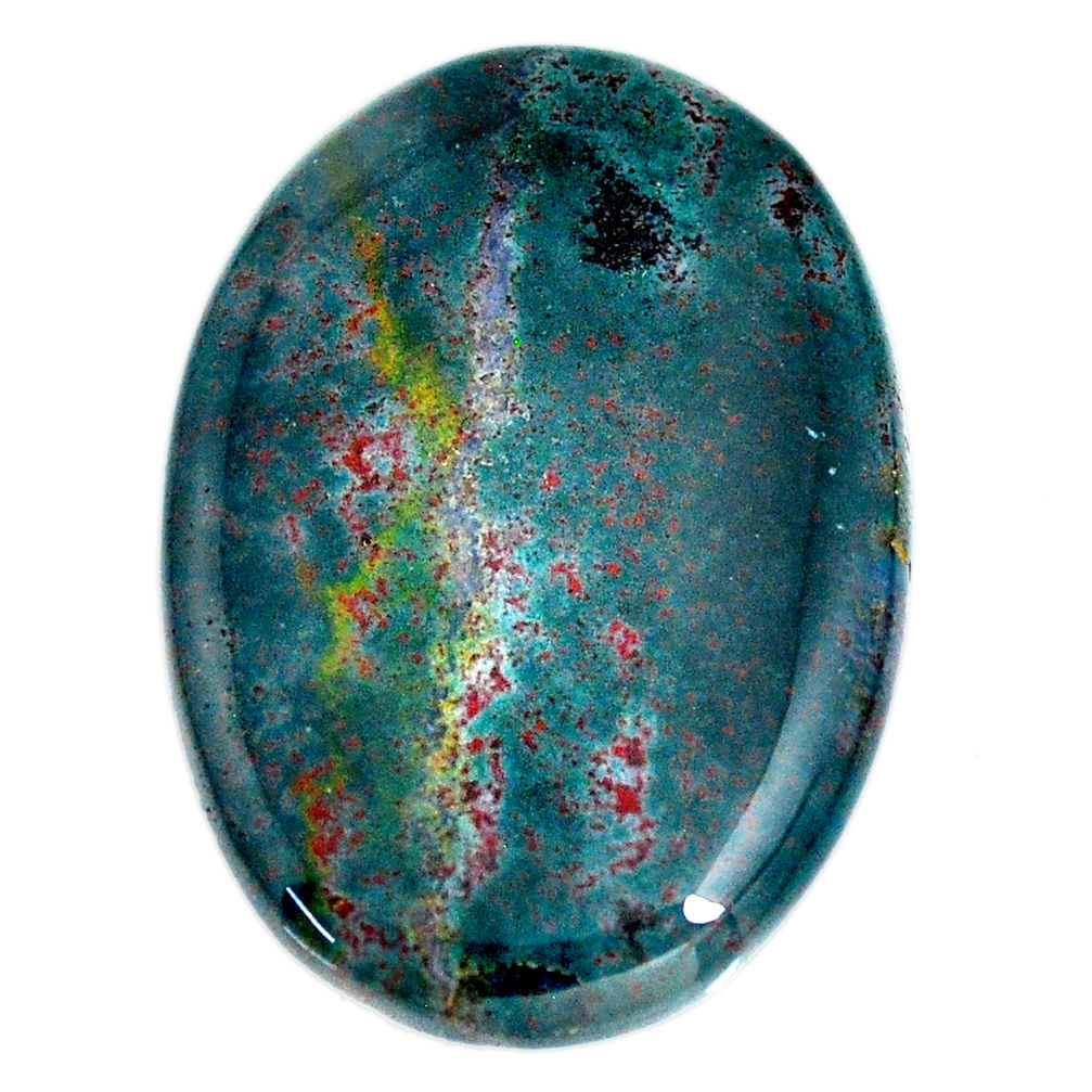 Natural 56.45cts bloodstone african green 39x27 mm oval loose gemstone s21856