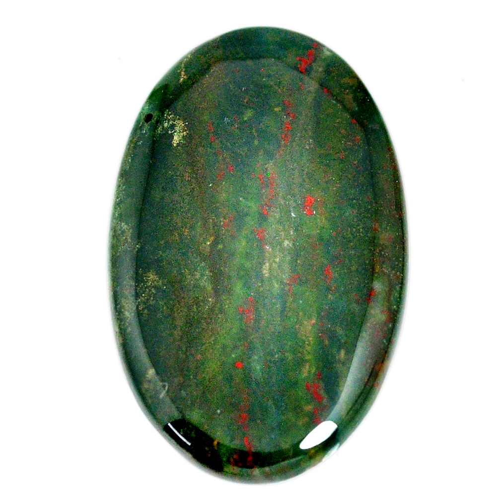 Natural 65.30cts bloodstone african green 48x29 mm oval loose gemstone s21857