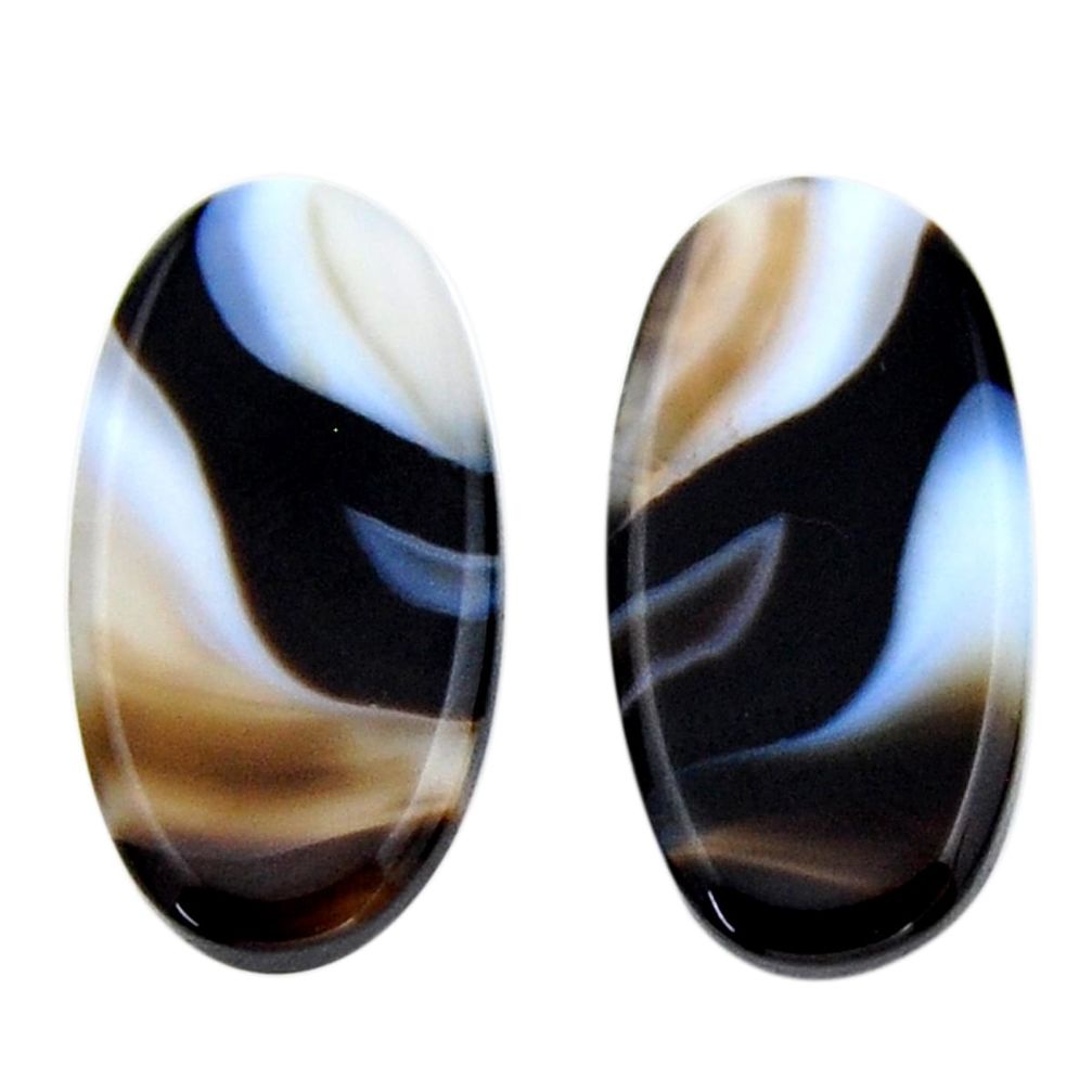 Natural 18.10cts botswana agate brown 25x12.5 mm oval pair loose gemstone s19113
