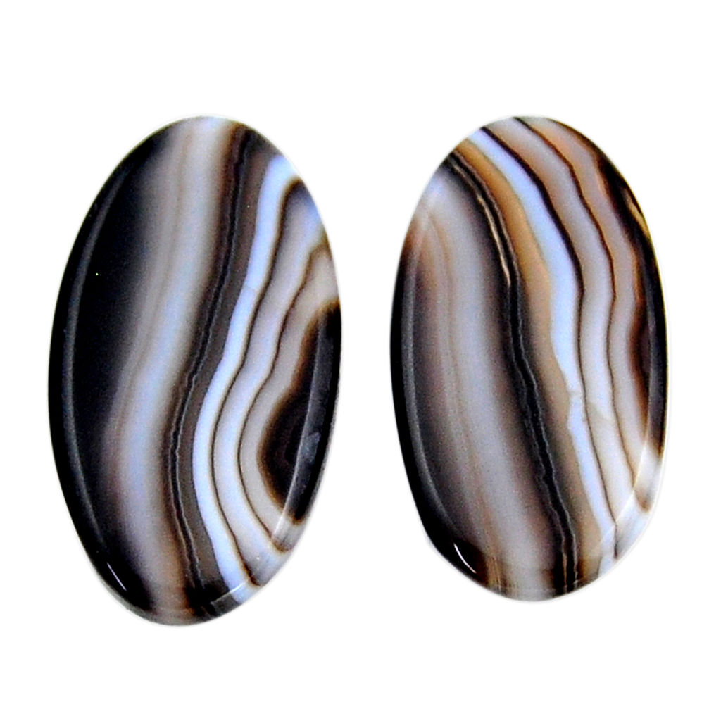 Natural 18.10cts botswana agate brown 26x13.5 mm oval pair loose gemstone s19111